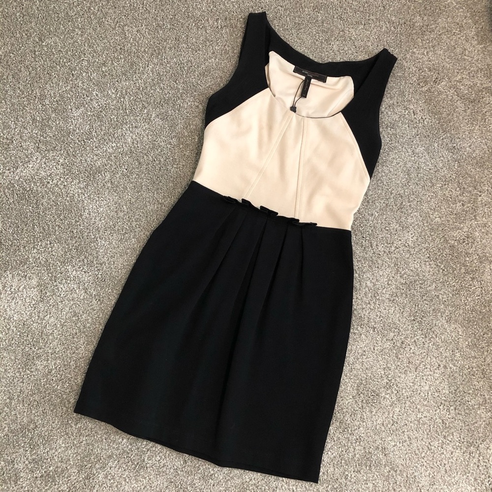 BCBG Black + Cream Sleeveless Mini Cocktail Dress